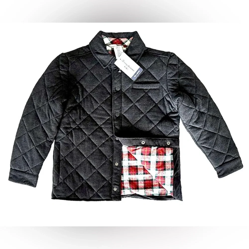 Tommy Bahama Quilted Jacket W/ Flannel lining Size Medium Charcoal Gray NWT - Picture 2 of 11